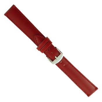 Rød Rochet ko læderurrem i bredderne 12-20 mm, 180-195 mm lang og med enten sølv eller guld spænde
